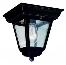  4903 BK - Robertson 1-Light Square, Glass and Metal, Outdoor Flush Mount Ceiling Lantern